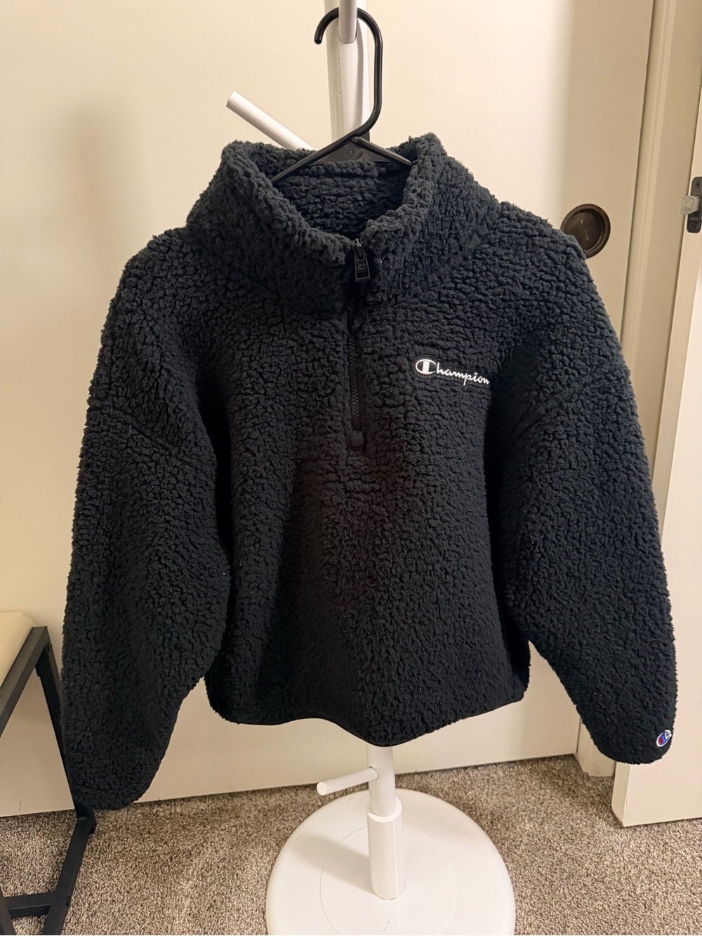 Champion Black Sherpa Half-Zip Hoodie